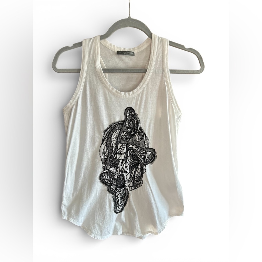 ALEXANDER MCQUEEN Skull Tank Top Beaded Lace White Black 38 - Picture 5 of 15
